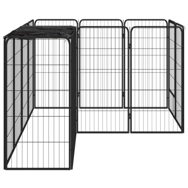 vidaXL 14-Panel Dog Playpen Black 19.7"x39.4" Powder-coated Steel - Image 3