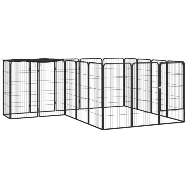 vidaXL 18-Panel Dog Playpen Black 19.7"x39.4" Powder-coated Steel