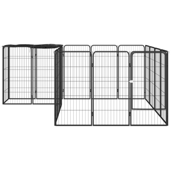 vidaXL 18-Panel Dog Playpen Black 19.7"x39.4" Powder-coated Steel - Image 2