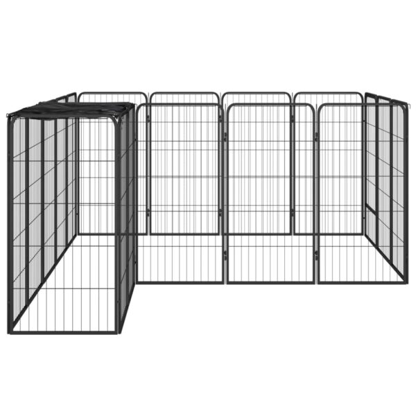 vidaXL 18-Panel Dog Playpen Black 19.7"x39.4" Powder-coated Steel - Image 3