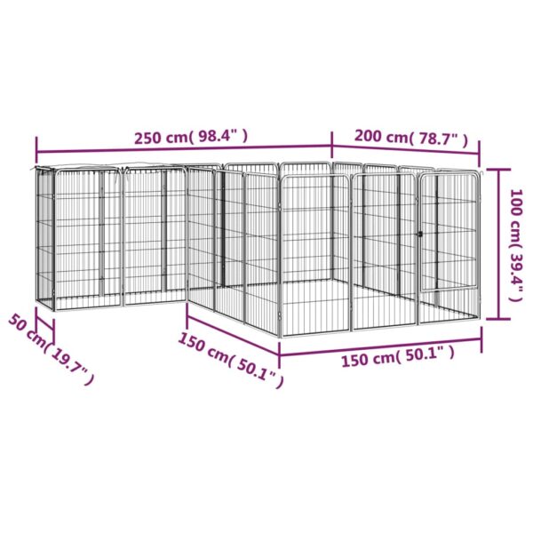 vidaXL 18-Panel Dog Playpen Black 19.7"x39.4" Powder-coated Steel - Image 6