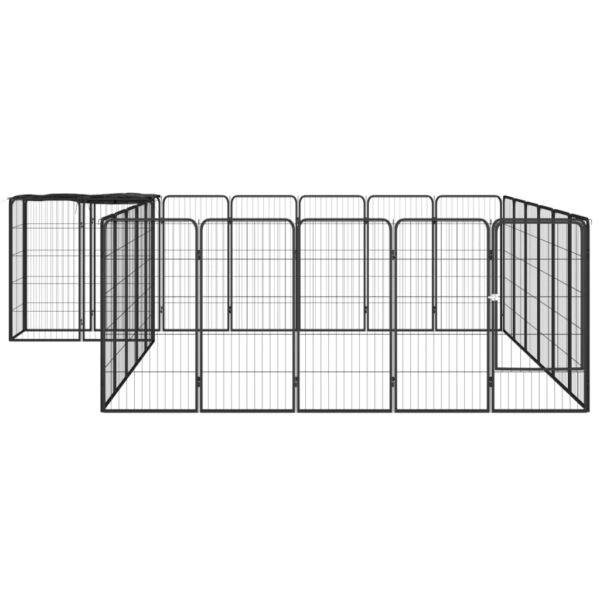 vidaXL 26-Panel Dog Playpen Black 19.7"x39.4" Powder-coated Steel - Image 2