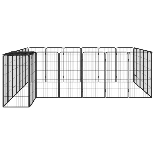 vidaXL 26-Panel Dog Playpen Black 19.7"x39.4" Powder-coated Steel - Image 3