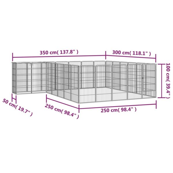 vidaXL 26-Panel Dog Playpen Black 19.7"x39.4" Powder-coated Steel - Image 6