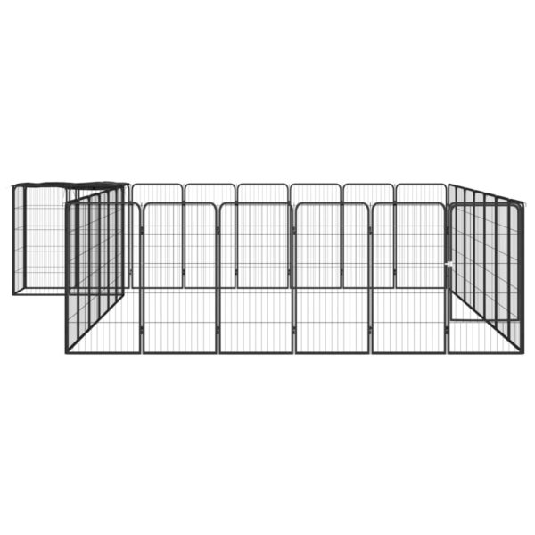 vidaXL 30-Panel Dog Playpen Black 19.7"x39.4" Powder-coated Steel - Image 2