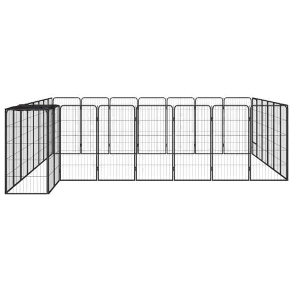 vidaXL 30-Panel Dog Playpen Black 19.7"x39.4" Powder-coated Steel - Image 3