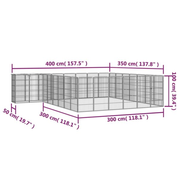 vidaXL 30-Panel Dog Playpen Black 19.7"x39.4" Powder-coated Steel - Image 6