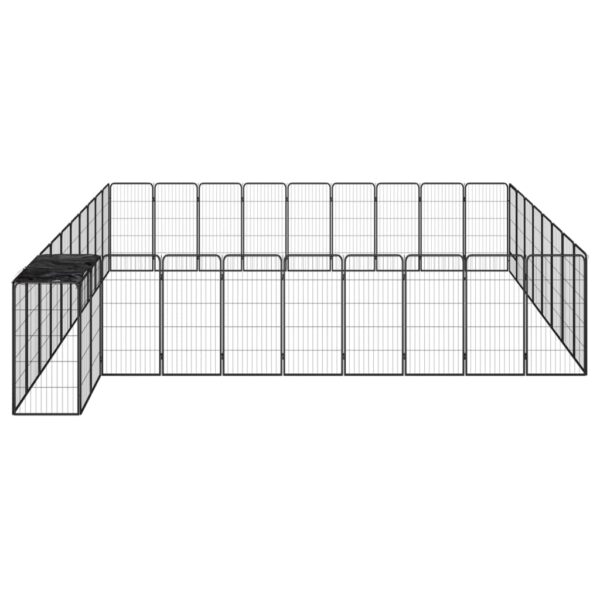 vidaXL 38-Panel Dog Playpen Black 19.7"x39.4" Powder-coated Steel - Image 3