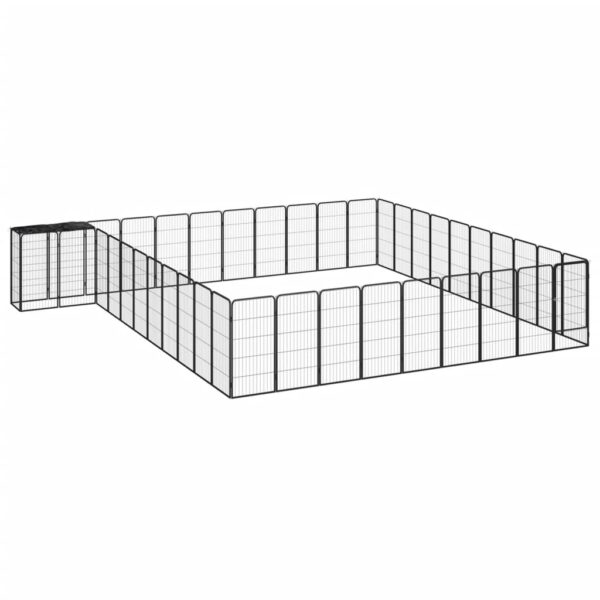 vidaXL 42-Panel Dog Playpen Black 19.7"x39.4" Powder-coated Steel