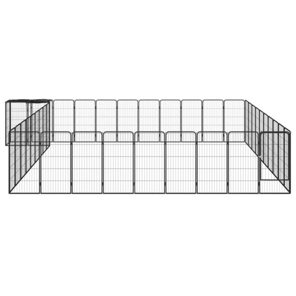 vidaXL 42-Panel Dog Playpen Black 19.7"x39.4" Powder-coated Steel - Image 2