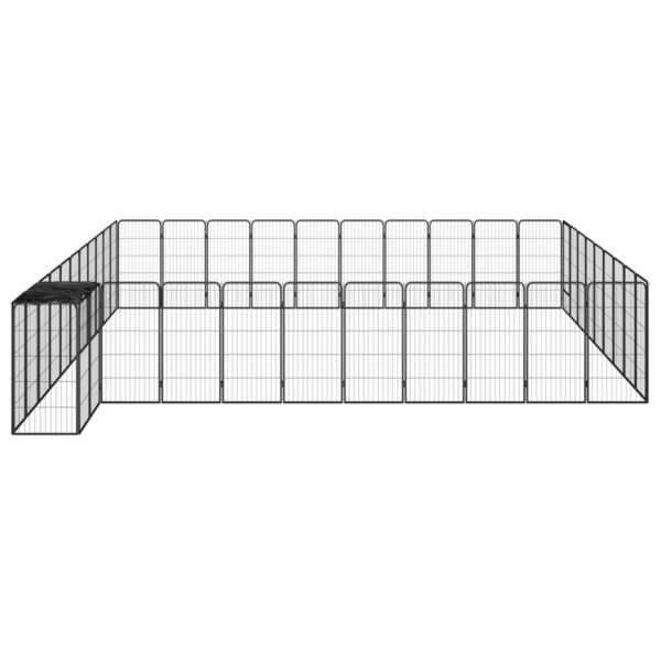 vidaXL 42-Panel Dog Playpen Black 19.7"x39.4" Powder-coated Steel - Image 3