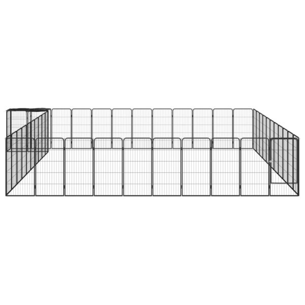 vidaXL 46-Panel Dog Playpen Black 19.7"x39.4" Powder-coated Steel - Image 2