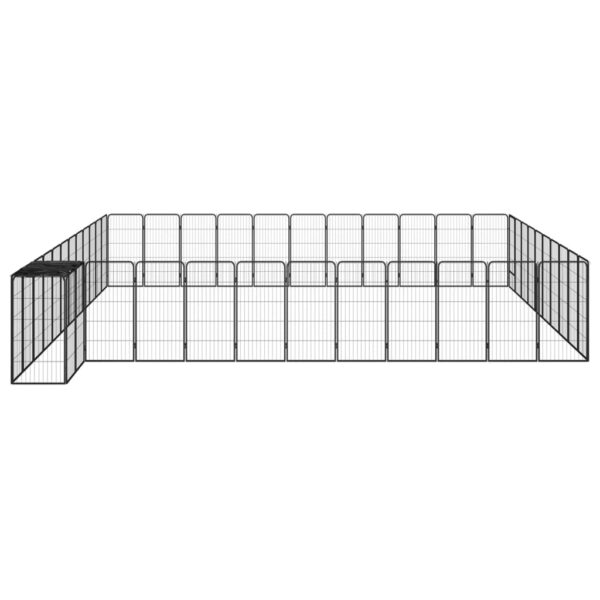 vidaXL 46-Panel Dog Playpen Black 19.7"x39.4" Powder-coated Steel - Image 3