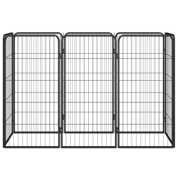 vidaXL 8-Panel Dog Playpen Black 19.7"x39.4" Powder-coated Steel - Image 2