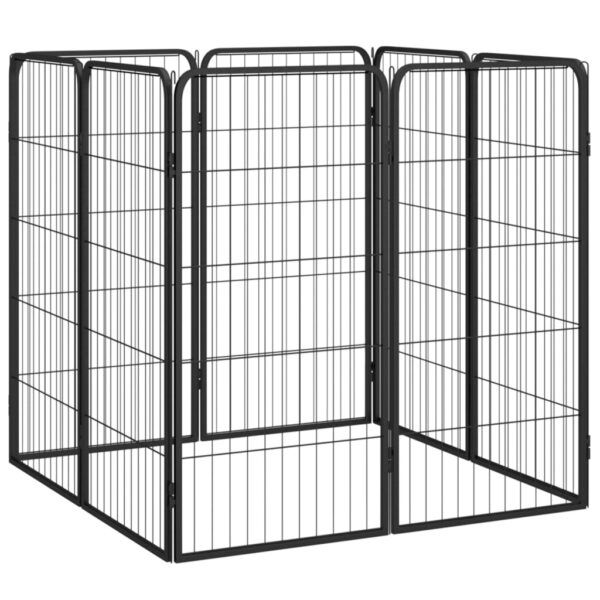 vidaXL 8-Panel Dog Playpen Black 19.7"x39.4" Powder-coated Steel - Image 3