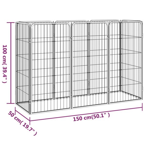 vidaXL 8-Panel Dog Playpen Black 19.7"x39.4" Powder-coated Steel - Image 7