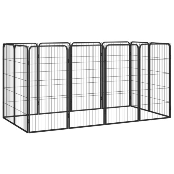 vidaXL 12-Panel Dog Playpen Black 19.7"x39.4" Powder-coated Steel