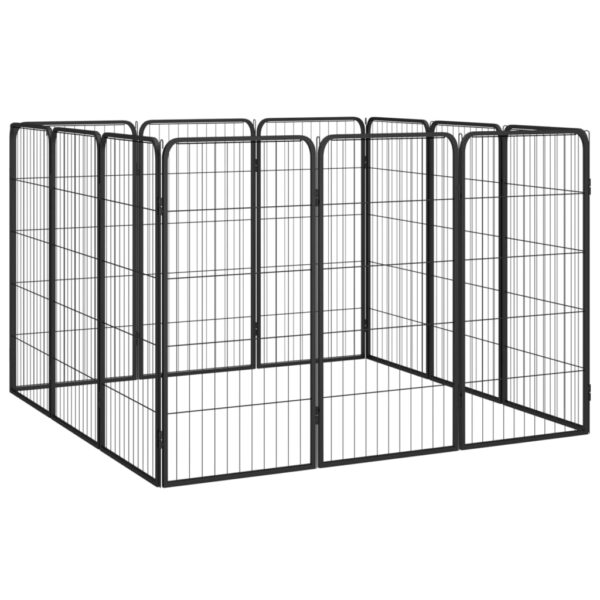 vidaXL 12-Panel Dog Playpen Black 19.7"x39.4" Powder-coated Steel - Image 3