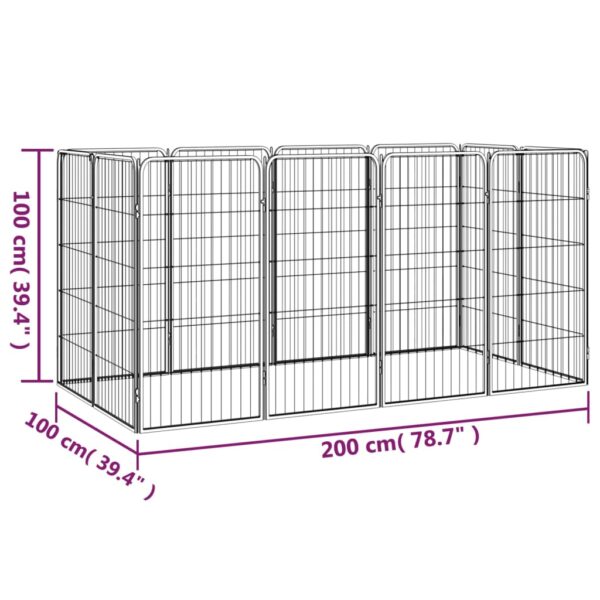 vidaXL 12-Panel Dog Playpen Black 19.7"x39.4" Powder-coated Steel - Image 7