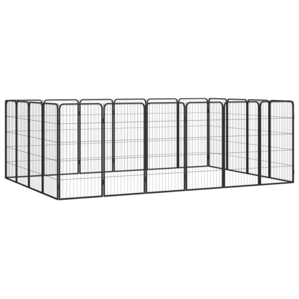 vidaXL 20-Panel Dog Playpen Black 19.7"x39.4" Powder-coated Steel