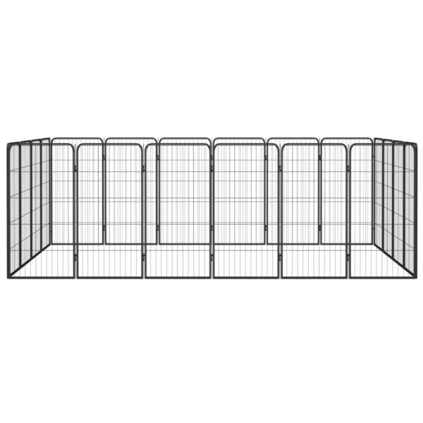 vidaXL 20-Panel Dog Playpen Black 19.7"x39.4" Powder-coated Steel - Image 2