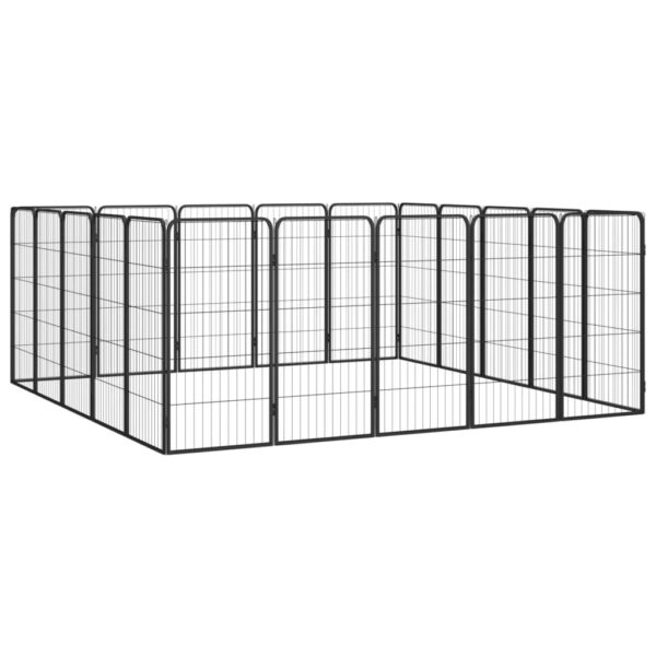 vidaXL 20-Panel Dog Playpen Black 19.7"x39.4" Powder-coated Steel - Image 3