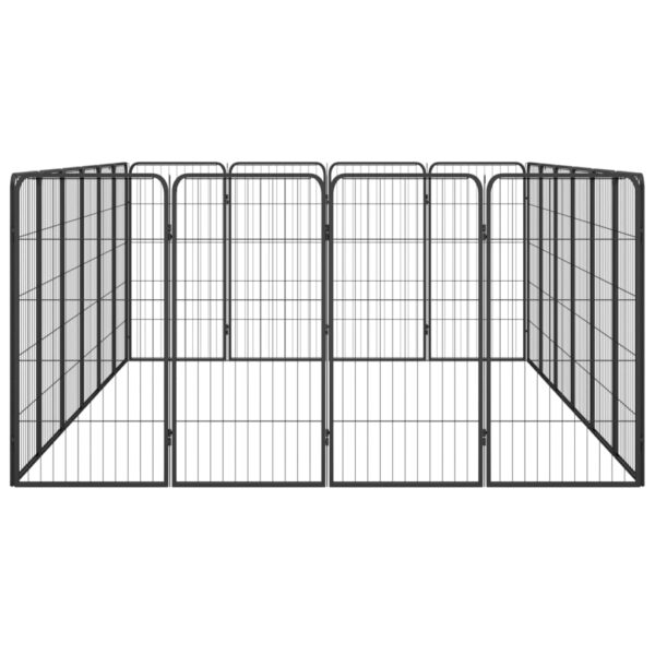 vidaXL 20-Panel Dog Playpen Black 19.7"x39.4" Powder-coated Steel - Image 4