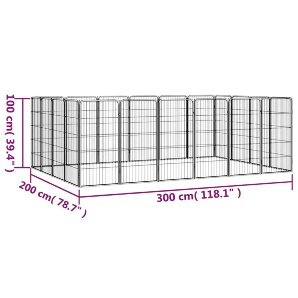 vidaXL 20-Panel Dog Playpen Black 19.7"x39.4" Powder-coated Steel - Image 7