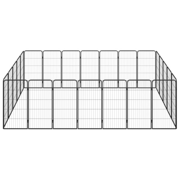 vidaXL 24-Panel Dog Playpen Black 19.7"x39.4" Powder-coated Steel - Image 2