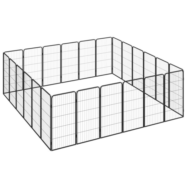 vidaXL 24-Panel Dog Playpen Black 19.7"x39.4" Powder-coated Steel - Image 3