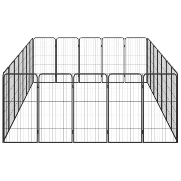 vidaXL 24-Panel Dog Playpen Black 19.7"x39.4" Powder-coated Steel - Image 4