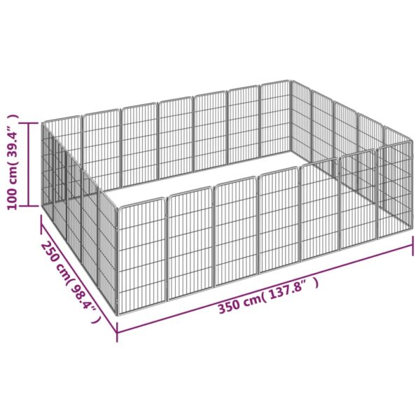 vidaXL 24-Panel Dog Playpen Black 19.7"x39.4" Powder-coated Steel - Image 7