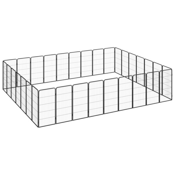 vidaXL 32-Panel Dog Playpen Black 19.7"x39.4" Powder-coated Steel