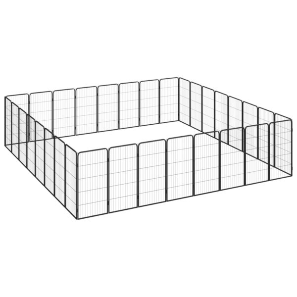 vidaXL 32-Panel Dog Playpen Black 19.7"x39.4" Powder-coated Steel - Image 3