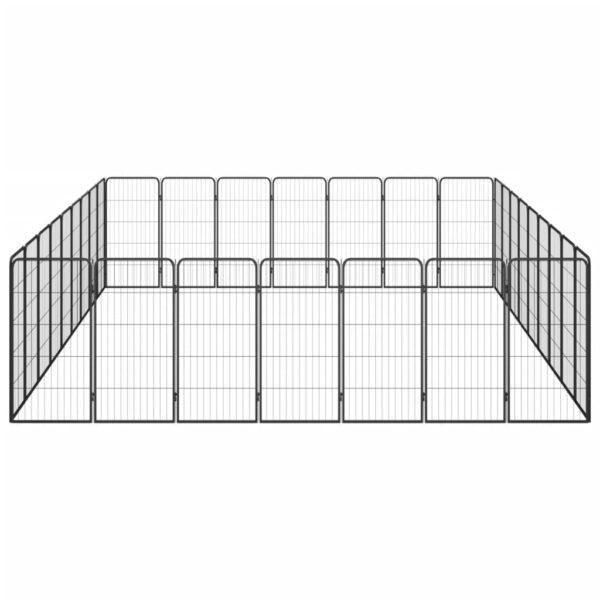 vidaXL 32-Panel Dog Playpen Black 19.7"x39.4" Powder-coated Steel - Image 4