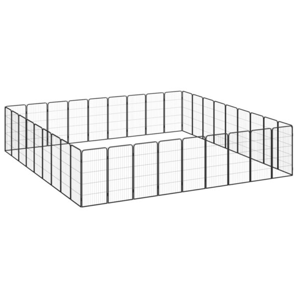 vidaXL 36-Panel Dog Playpen Black 19.7"x39.4" Powder-coated Steel - Image 3