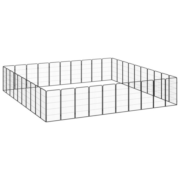 vidaXL 40-Panel Dog Playpen Black 19.7"x39.4" Powder-coated Steel - Image 3