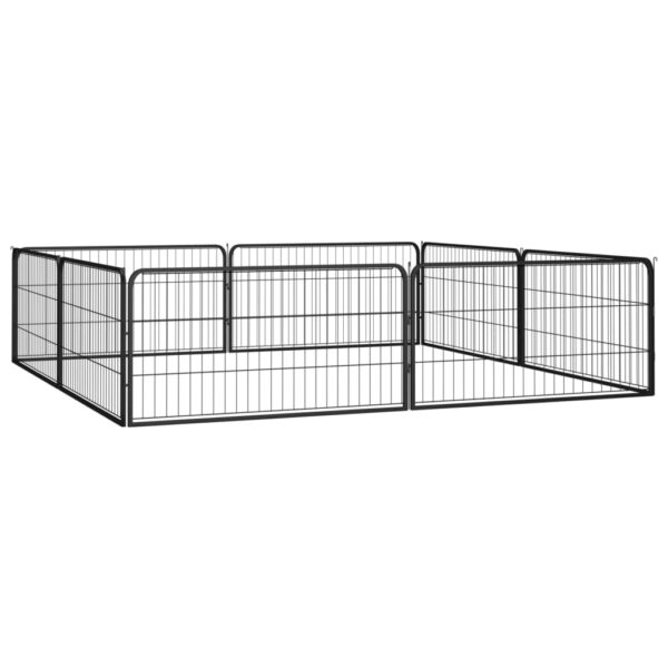 vidaXL 8-Panel Dog Playpen Black 39.4"x19.7" Powder-coated Steel - Image 3