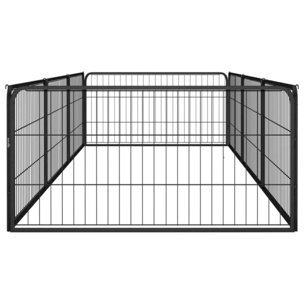 vidaXL 8-Panel Dog Playpen Black 39.4"x19.7" Powder-coated Steel - Image 4