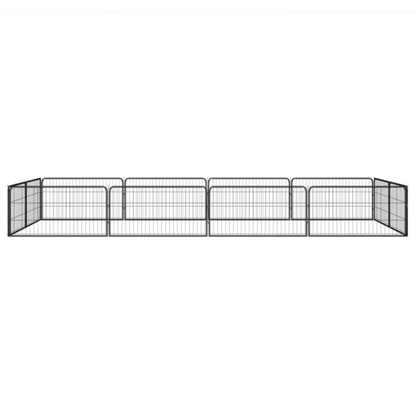 vidaXL 12-Panel Dog Playpen Black 39.4"x19.7" Powder-coated Steel - Image 2