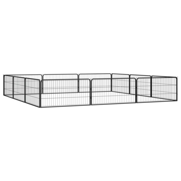 vidaXL 12-Panel Dog Playpen Black 39.4"x19.7" Powder-coated Steel - Image 3