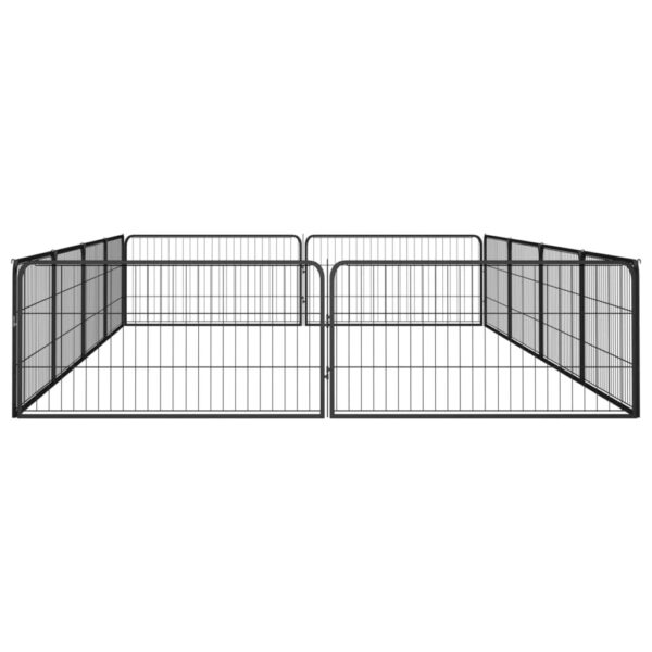 vidaXL 12-Panel Dog Playpen Black 39.4"x19.7" Powder-coated Steel - Image 4