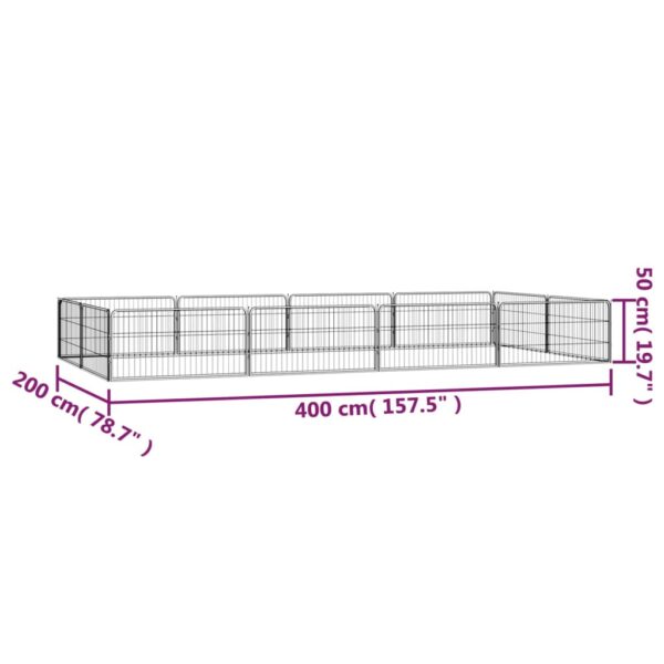 vidaXL 12-Panel Dog Playpen Black 39.4"x19.7" Powder-coated Steel - Image 7