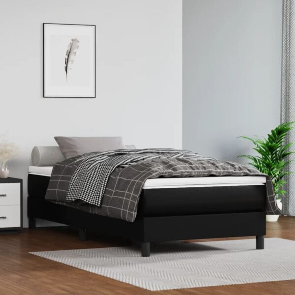 vidaXL Pocket Spring Bed Mattress Black 39.4"x74.8"x7.9" Twin Faux Leather