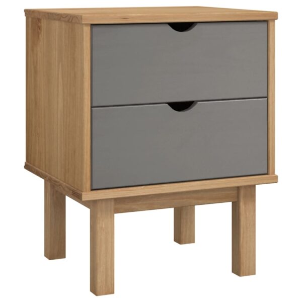 vidaXL Bedside Cabinet OTTA Brown&Gray 17.7"x15.4"x22.4" Solid Wood Pine - Image 2