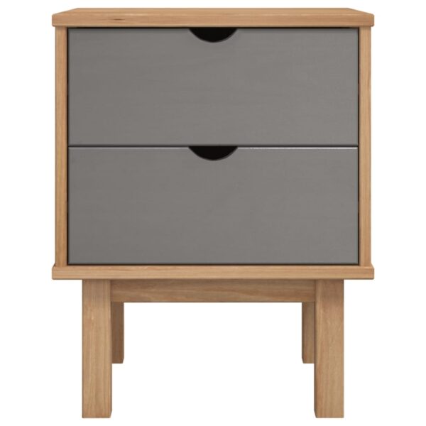 vidaXL Bedside Cabinet OTTA Brown&Gray 17.7"x15.4"x22.4" Solid Wood Pine - Image 3