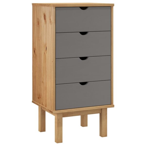 vidaXL Drawer Cabinet OTTA Brown&Gray 17.7"x15.4"x35.4" Solid Wood Pine - Image 2