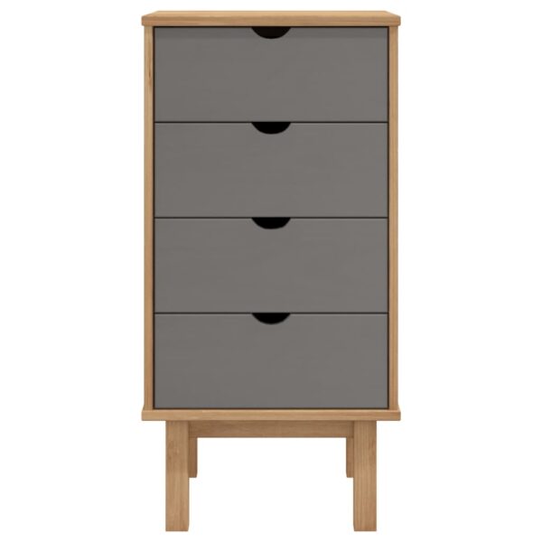 vidaXL Drawer Cabinet OTTA Brown&Gray 17.7"x15.4"x35.4" Solid Wood Pine - Image 3