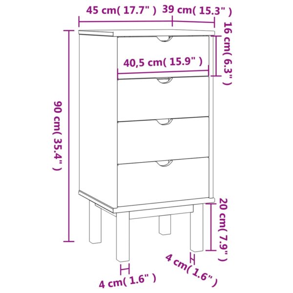 vidaXL Drawer Cabinet OTTA Brown&Gray 17.7"x15.4"x35.4" Solid Wood Pine - Image 6