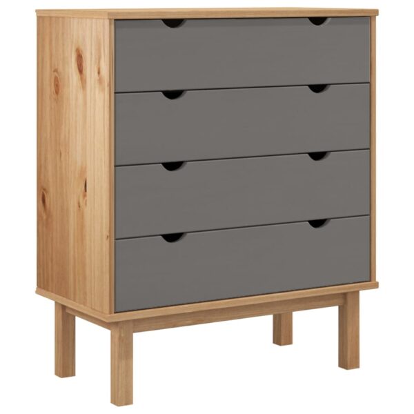 vidaXL Drawer Cabinet OTTA Brown&Gray 30.1"x15.6"x35.4" Solid Wood Pine - Image 2